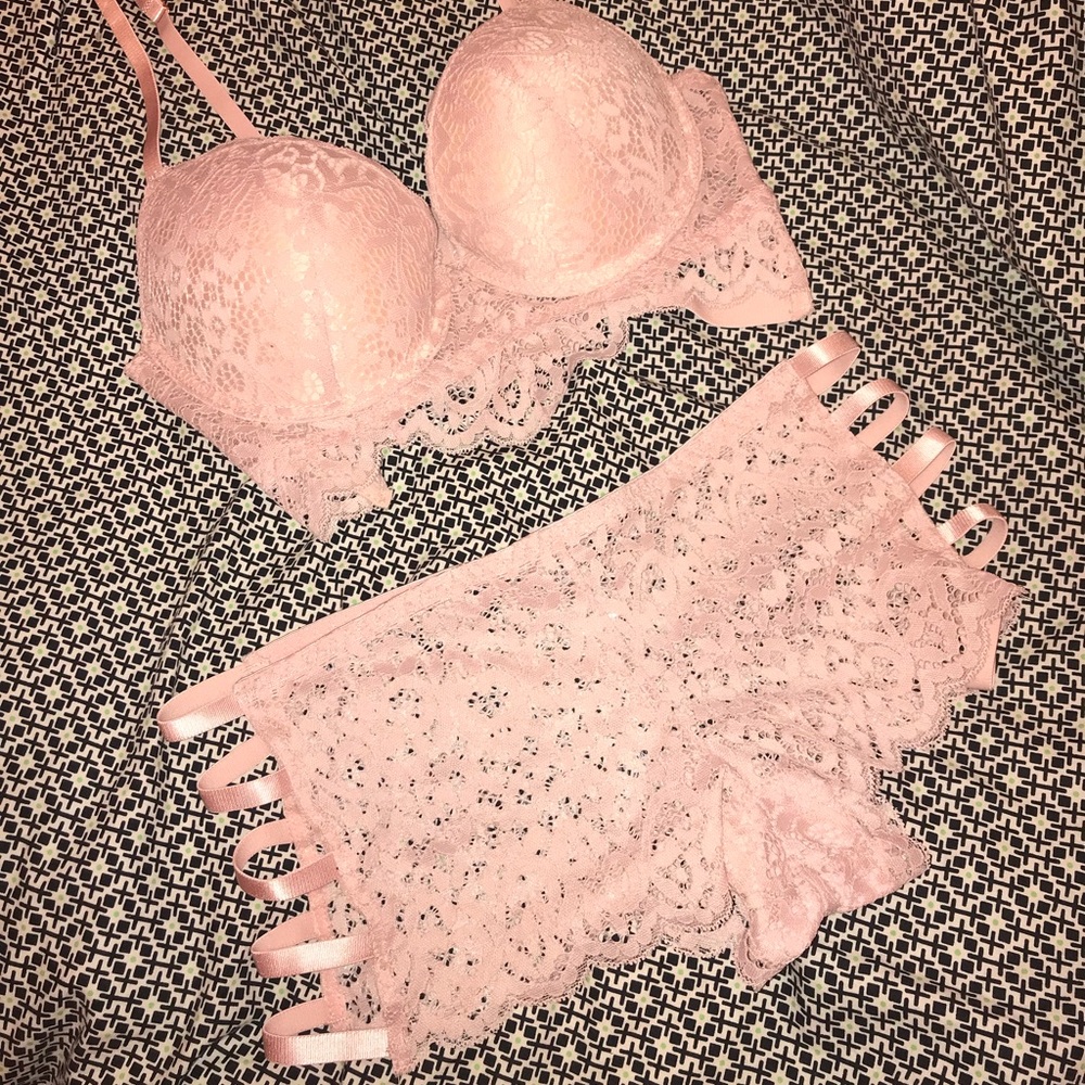 Dusty Rose Lingerie Two Piece Set